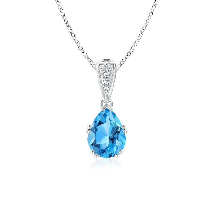 AAA - Swiss Blue Topaz / 1.7 CT / 14 KT White Gold