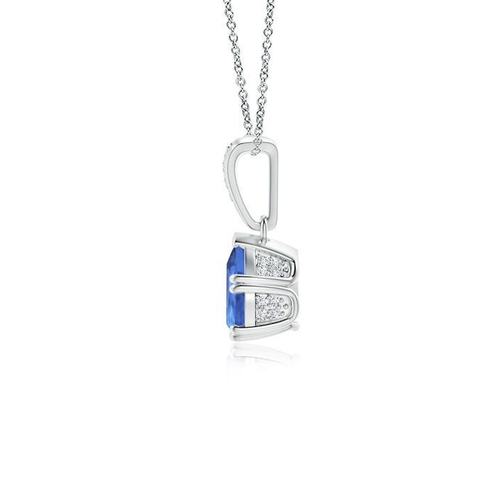 7x5mm AA Vintage Style Pear Tanzanite Drop Pendant with Diamonds in P950 Platinum product image