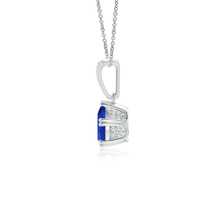 7x5mm AAA Vintage Style Pear Tanzanite Drop Pendant with Diamonds in P950 Platinum product image