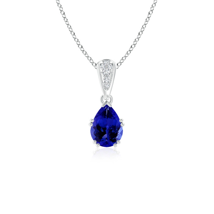 7x5mm AAAA Vintage Style Pear Tanzanite Drop Pendant with Diamonds in P950 Platinum