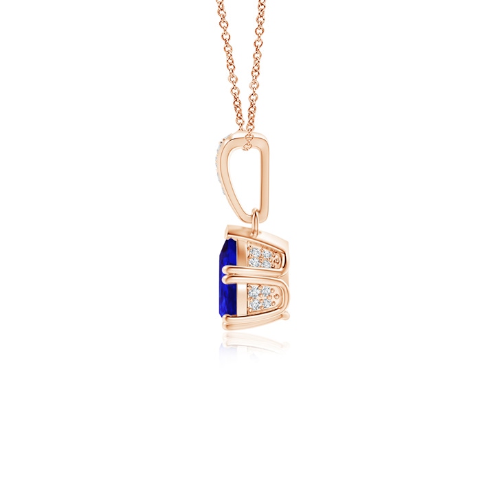 7x5mm AAAA Vintage Style Pear Tanzanite Drop Pendant with Diamonds in Rose Gold Product Image