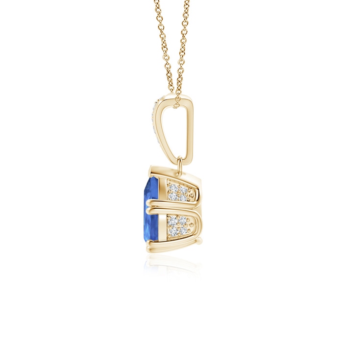 8x6mm AA Vintage Style Pear Tanzanite Drop Pendant with Diamonds in Yellow Gold product image