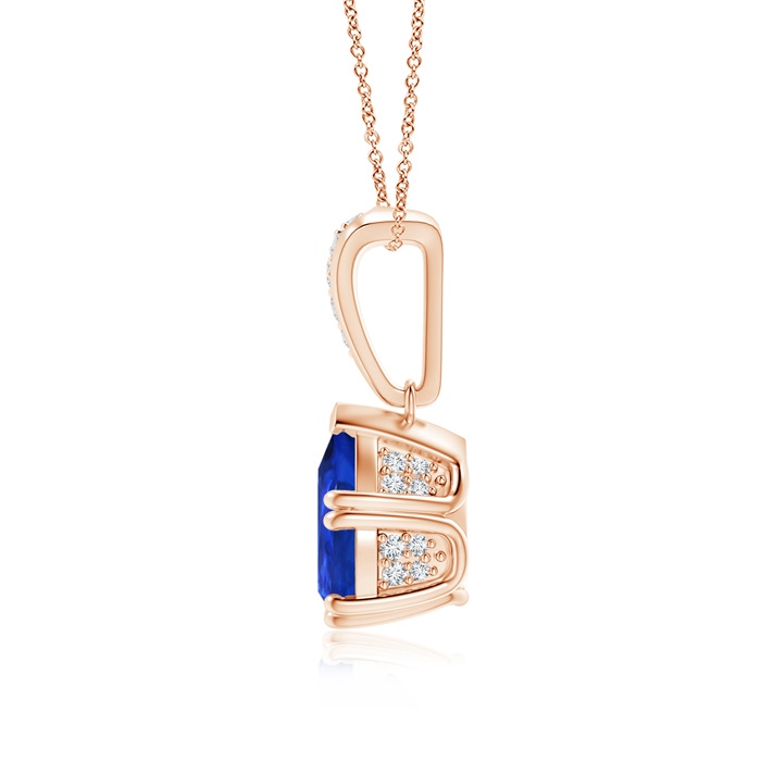 9x7mm AAA Vintage Style Pear Tanzanite Drop Pendant with Diamonds in Rose Gold Product Image