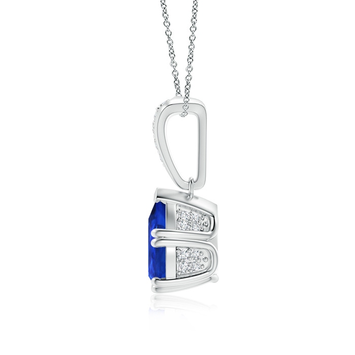 9x7mm AAA Vintage Style Pear Tanzanite Drop Pendant with Diamonds in White Gold product image