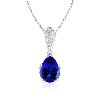 9x7mm AAAA Vintage Style Pear Tanzanite Drop Pendant with Diamonds in P950 Platinum
