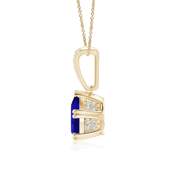 9x7mm AAAA Vintage Style Pear Tanzanite Drop Pendant with Diamonds in Yellow Gold product image