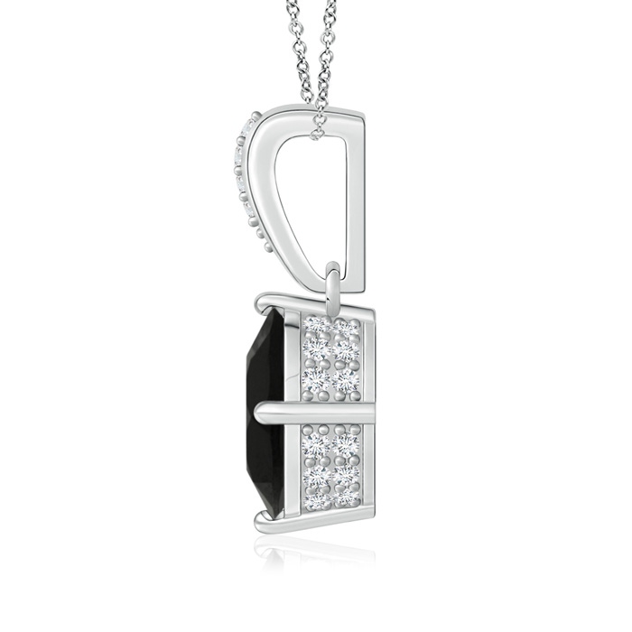 9x7mm AAA Oval Black Onyx Solitaire Pendant with Diamonds in White Gold Product Image