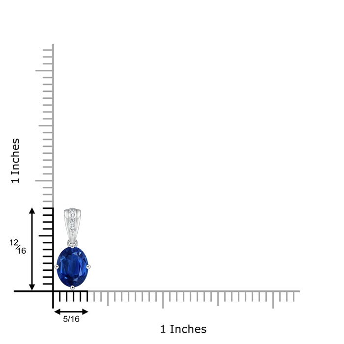 9x7mm AAA Oval Blue Sapphire Solitaire Pendant with Diamonds in White Gold Product Image