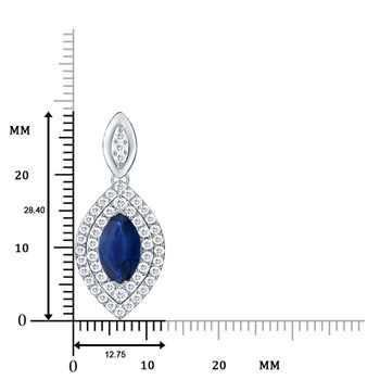 10x5mm AA Marquise Sapphire Pendant with Diamond Double Halo in White Gold Product Image