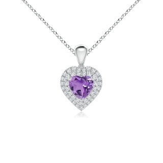 5mm A Amethyst Heart Pendant with Diamond Double Halo in P950 Platinum