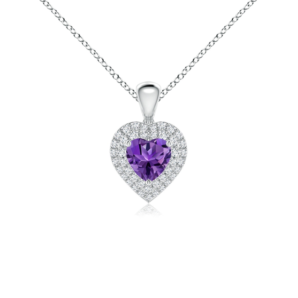 5mm AAAA Amethyst Heart Pendant with Diamond Double Halo in P950 Platinum