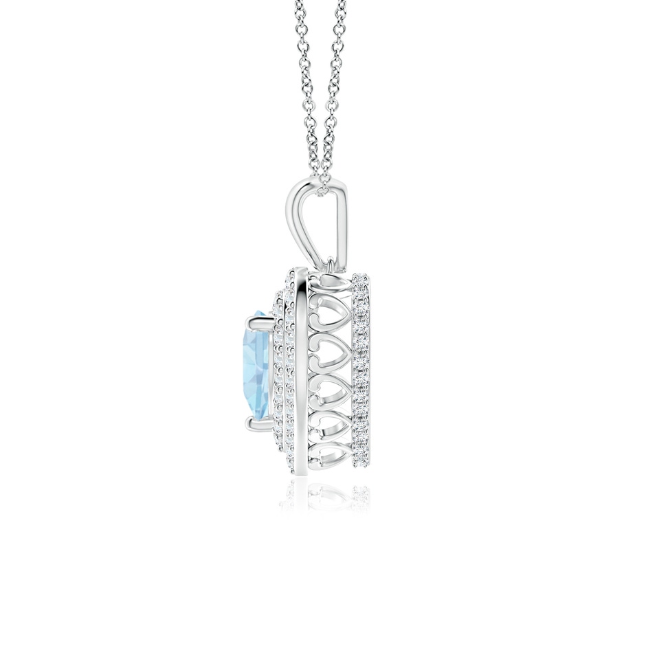 6mm AA Aquamarine Heart Pendant with Diamond Double Halo in White Gold side-1