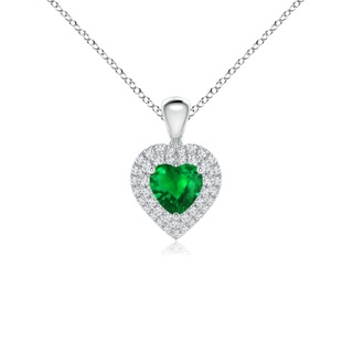 5mm AAAA Emerald Heart Pendant with Diamond Double Halo in P950 Platinum