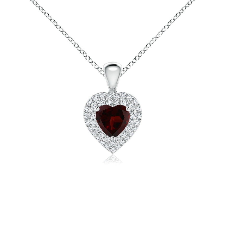 5mm A Garnet Heart Pendant with Diamond Double Halo in P950 Platinum 