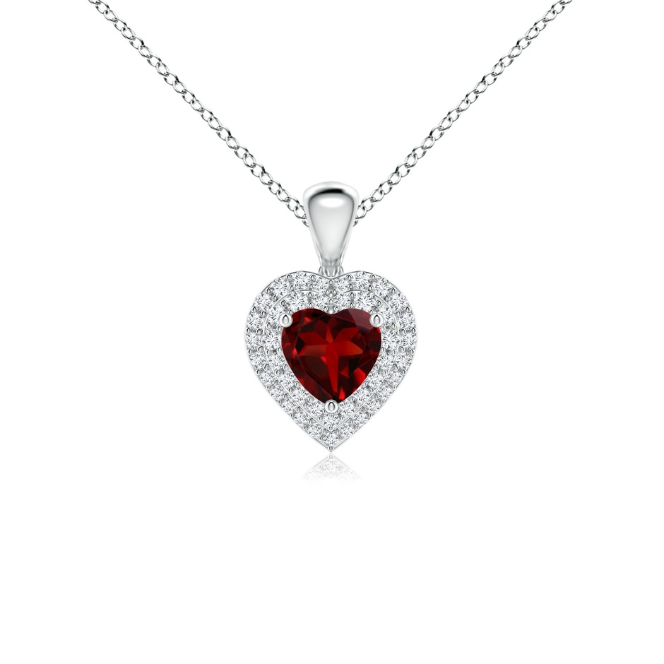 5mm AAAA Garnet Heart Pendant with Diamond Double Halo in P950 Platinum 