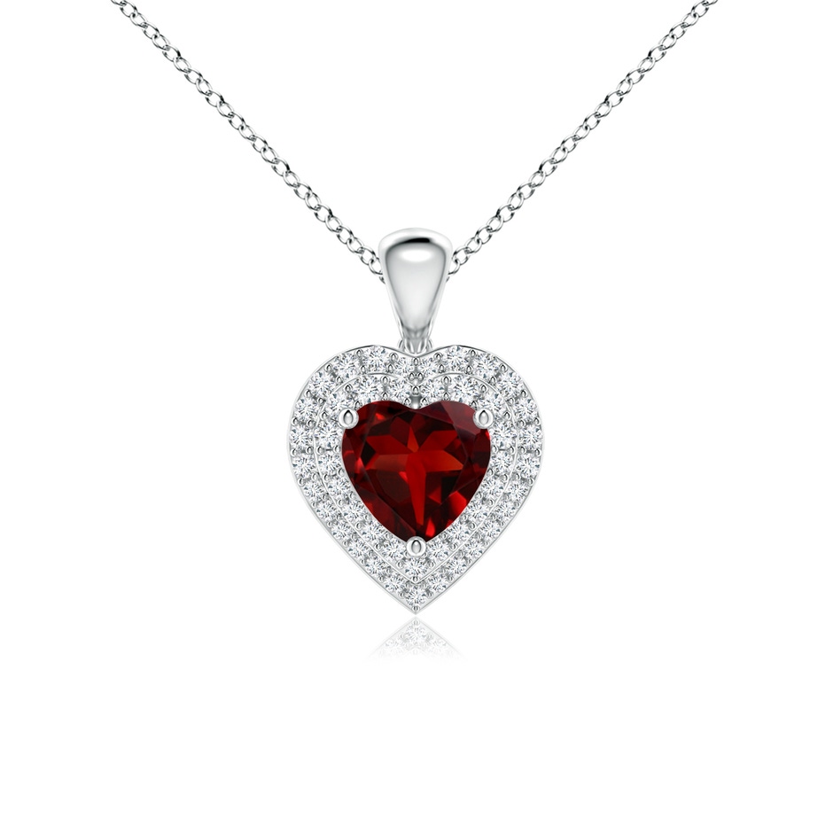 6mm AAAA Garnet Heart Pendant with Diamond Double Halo in P950 Platinum 