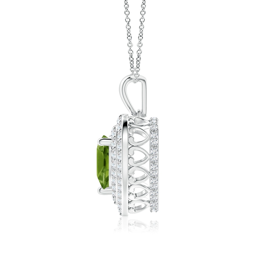 7mm AAAA Peridot Heart Pendant with Diamond Double Halo in P950 Platinum side-1