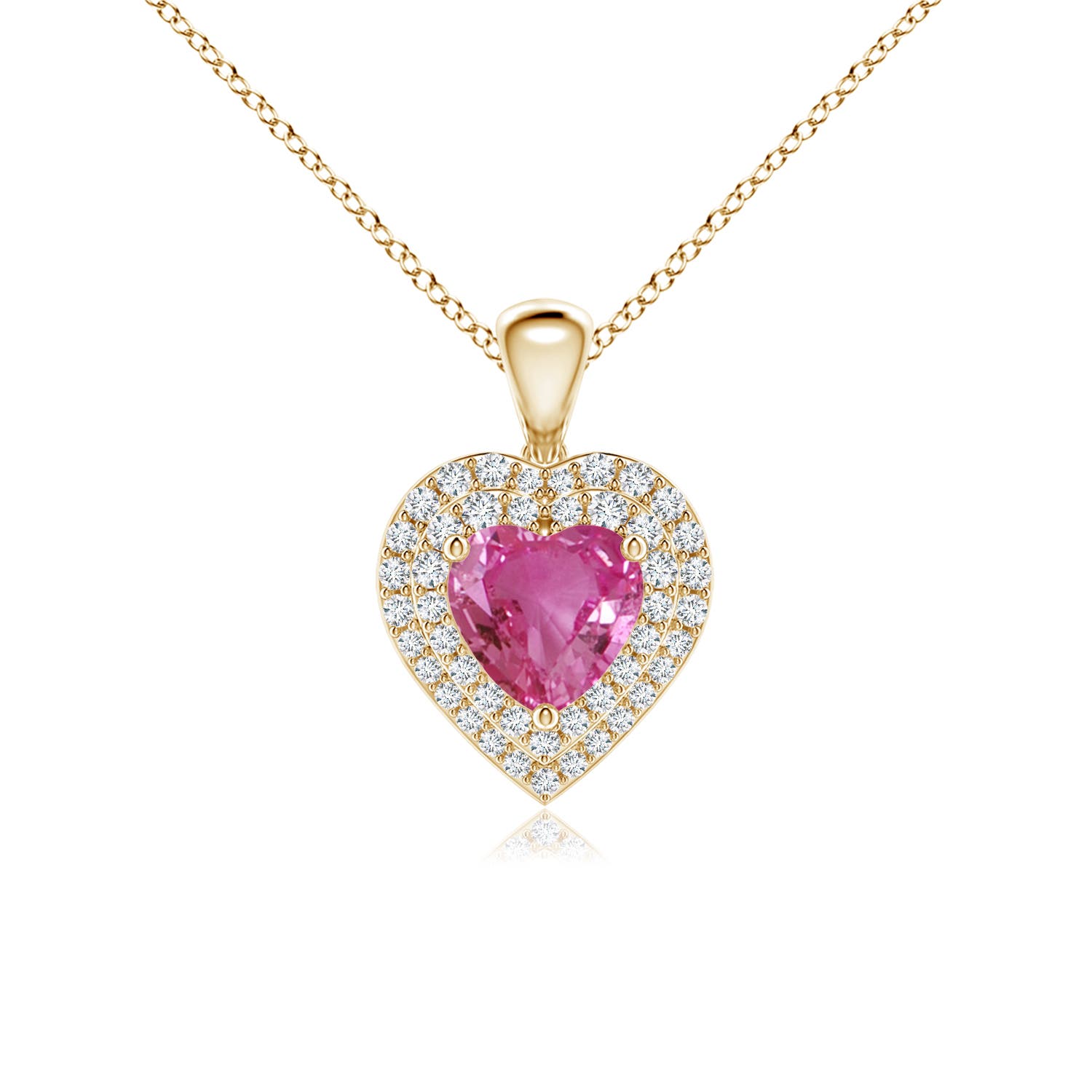 AAAA - Pink Sapphire / 1.25 CT / 14 KT Yellow Gold