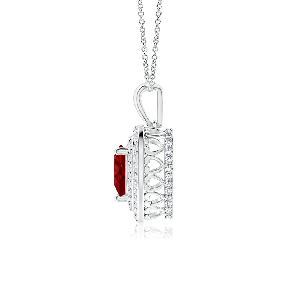 6mm AAAA Ruby Heart Pendant with Diamond Double Halo in White Gold - side_1