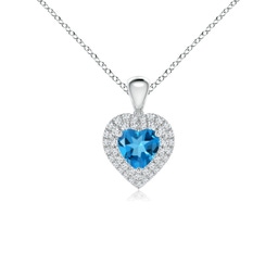 Heart White Gold Swiss Blue Topaz Necklaces & Pendants