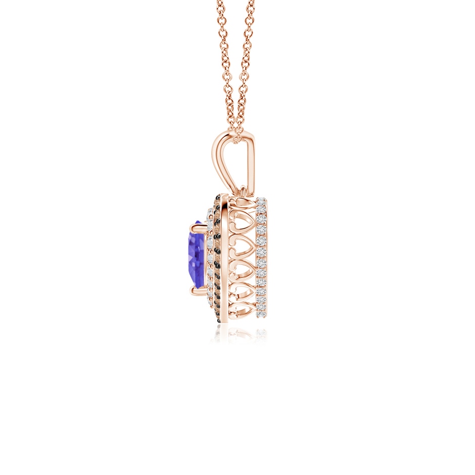 5mm AAA Tanzanite Heart Pendant with Coffee and White Diamond Halo in Rose Gold side-1