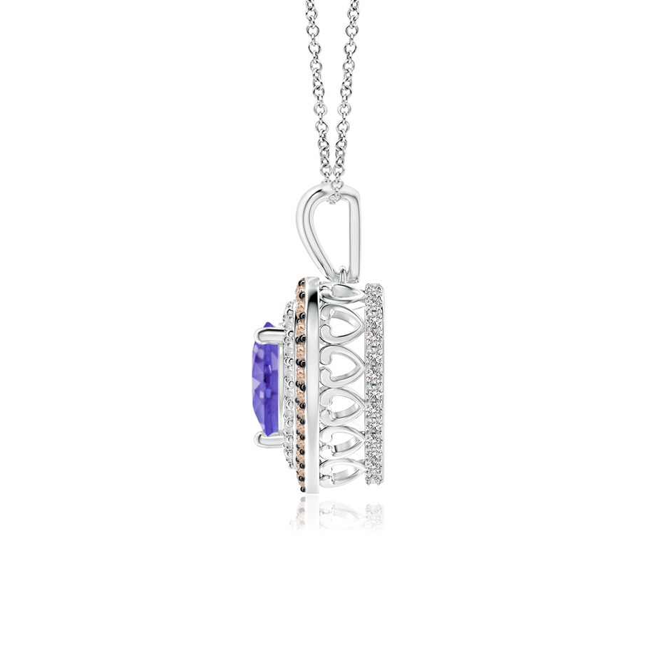 6mm AA Tanzanite Heart Pendant with Coffee and White Diamond Halo in P950 Platinum side-1