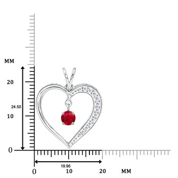 4.5mm AAA Dangling Round Ruby Heart Pendant in White Gold Product Image