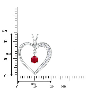 4.5mm AAA Dangling Round Ruby Heart Pendant in White Gold product image