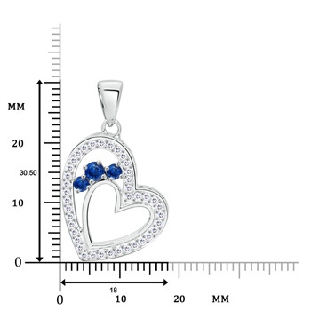 3.2mm AAA Sapphire Three Stone Double Heart Pendant with Diamonds in White Gold Product Image