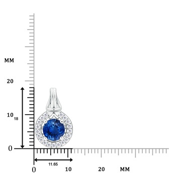 6.5mm AAA Round Sapphire Love Knot Pendant with Diamonds in White Gold Product Image