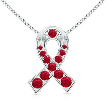 AAA - Ruby / 0.62 CT / 14 KT White Gold