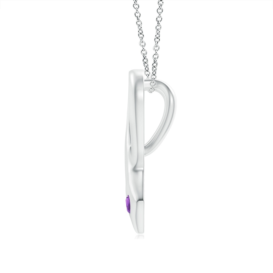 2.5mm AAA Gypsy-Set Round Amethyst Ribbon Pendant in White Gold product image