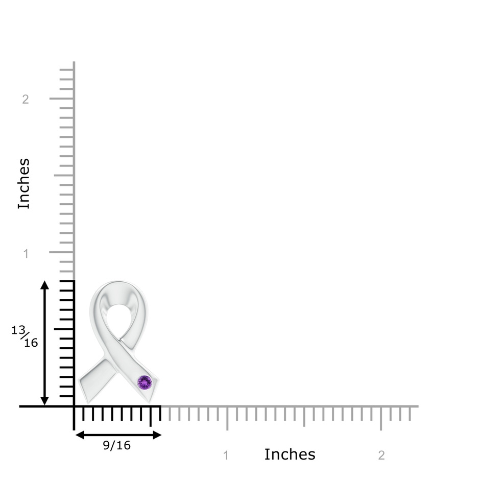 2.5mm AAA Gypsy-Set Round Amethyst Ribbon Pendant in White Gold product image