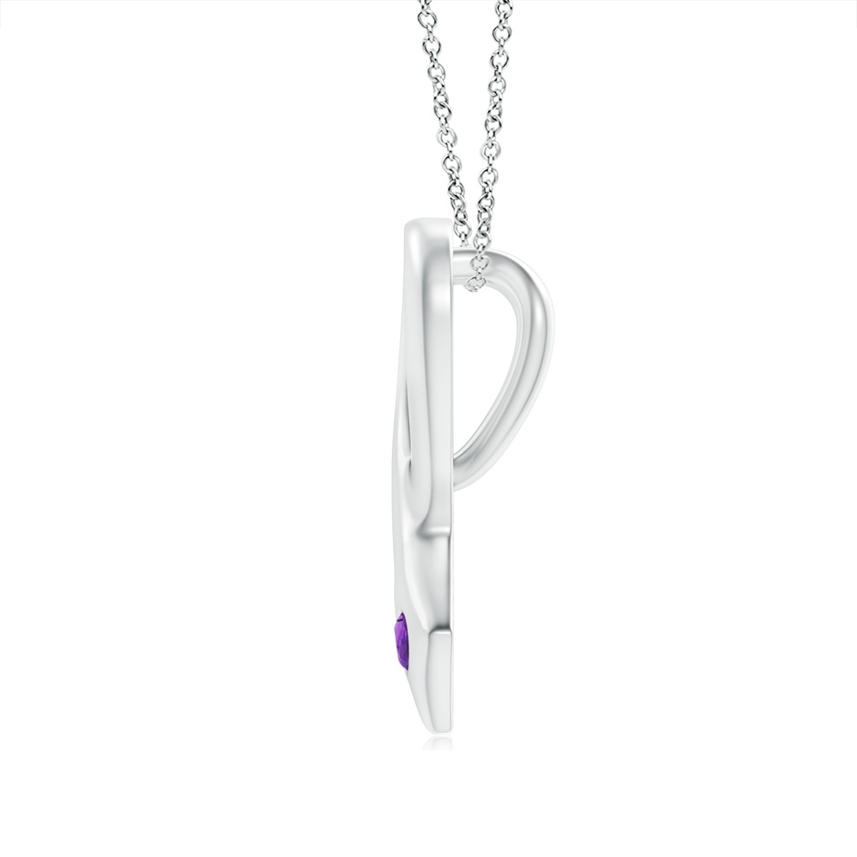 2.5mm AAAA Gypsy-Set Round Amethyst Ribbon Pendant in White Gold product image