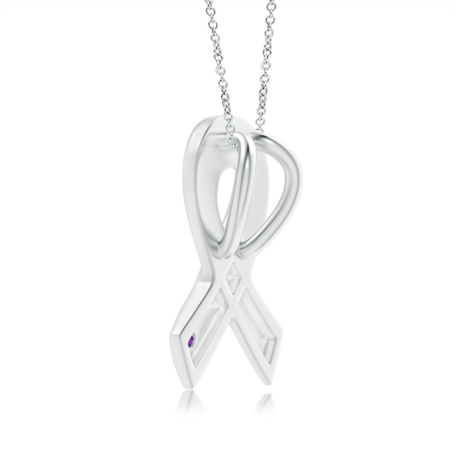 2.5mm AAAA Gypsy-Set Round Amethyst Ribbon Pendant in White Gold product image