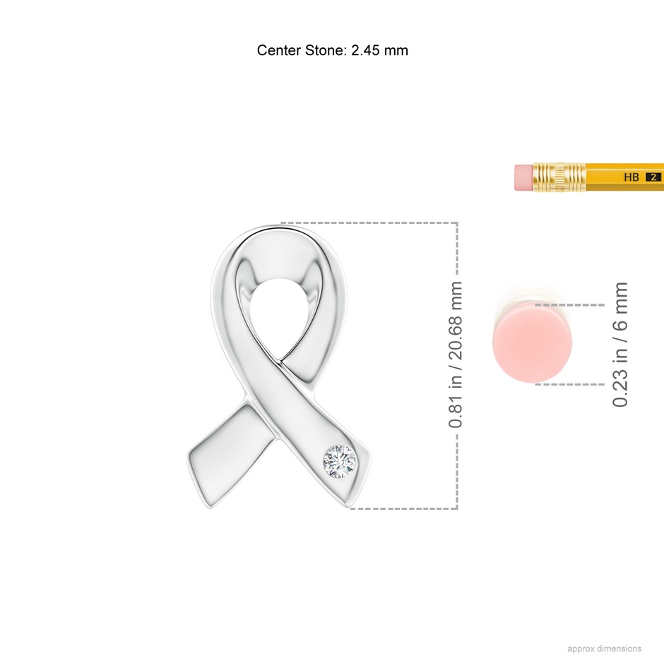 2.45mm GVS2 Gypsy-Set Round Diamond Ribbon Pendant in S999 Silver ruler