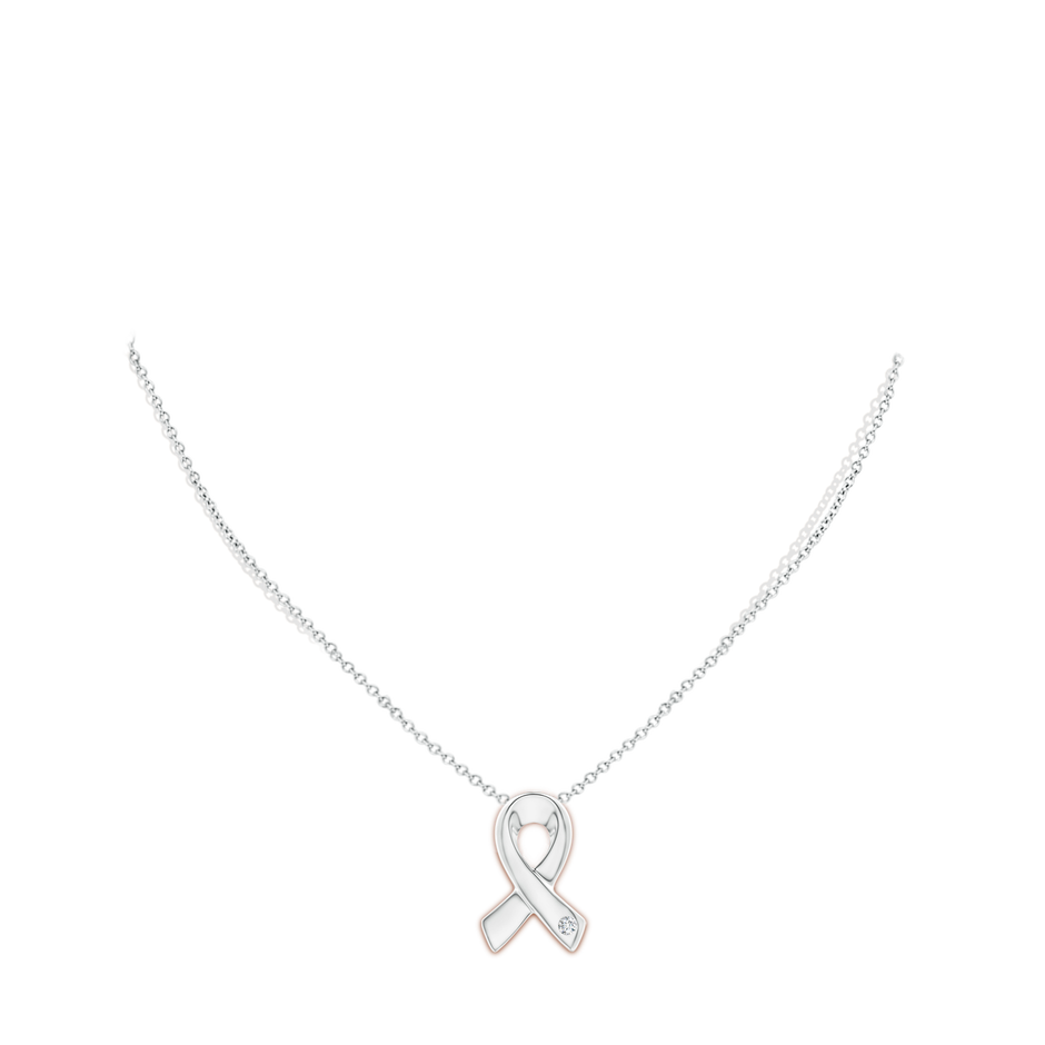 2.45mm GVS2 Gypsy-Set Round Diamond Ribbon Pendant in S999 Silver body-neck