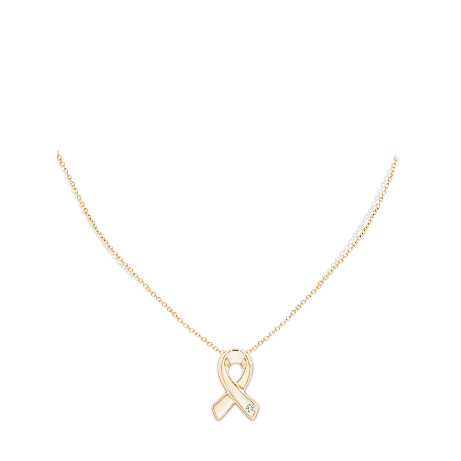 2.45mm GVS2 Gypsy-Set Round Diamond Ribbon Pendant in Yellow Gold - body_neck