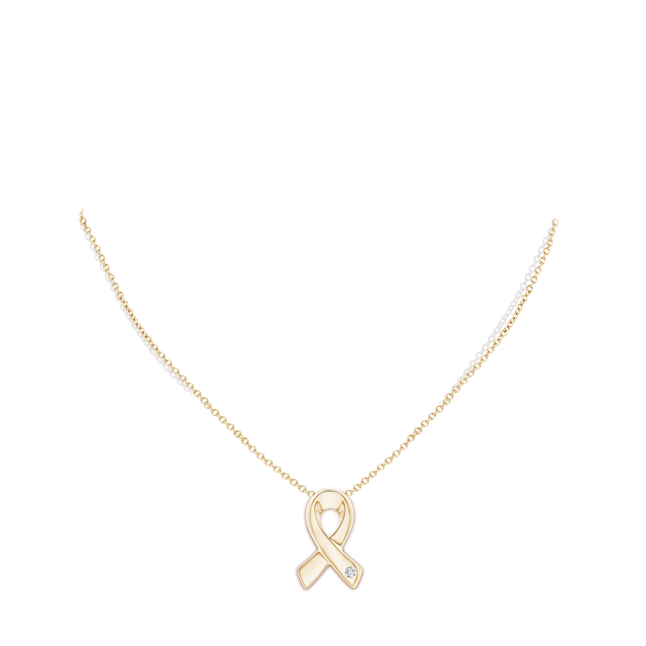 2.45mm GVS2 Gypsy-Set Round Diamond Ribbon Pendant in Yellow Gold body-neck