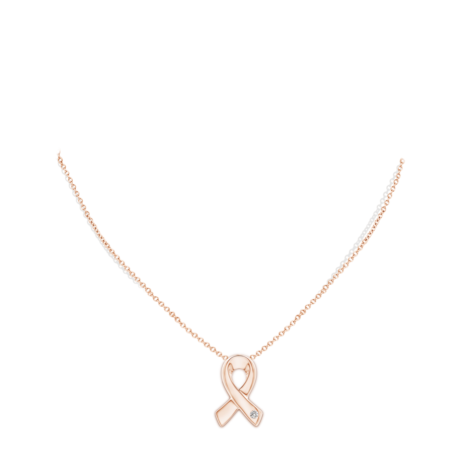 2.45mm IJI1I2 Gypsy-Set Round Diamond Ribbon Pendant in Rose Gold body-neck