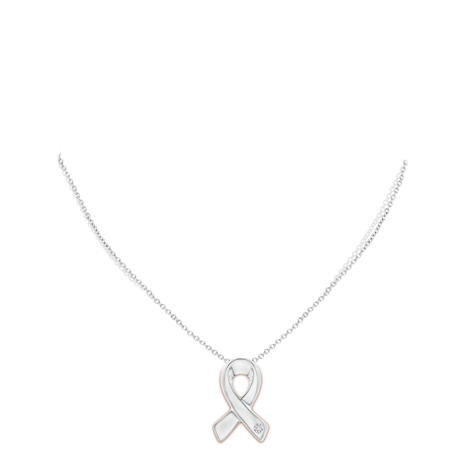 2.9mm HSI2 Gypsy-Set Round Diamond Ribbon Pendant in S999 Silver body-neck