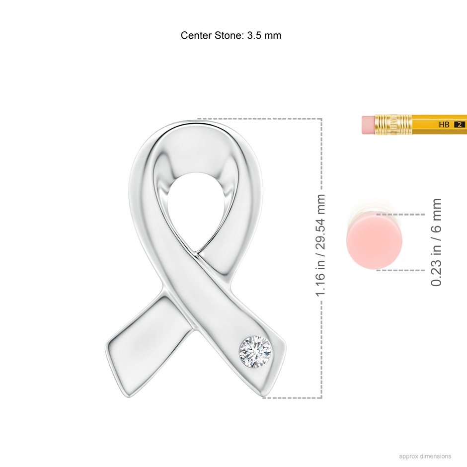 3.5mm GVS2 Gypsy-Set Round Diamond Ribbon Pendant in S999 Silver ruler