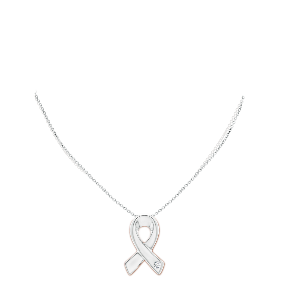 3.5mm GVS2 Gypsy-Set Round Diamond Ribbon Pendant in S999 Silver body-neck