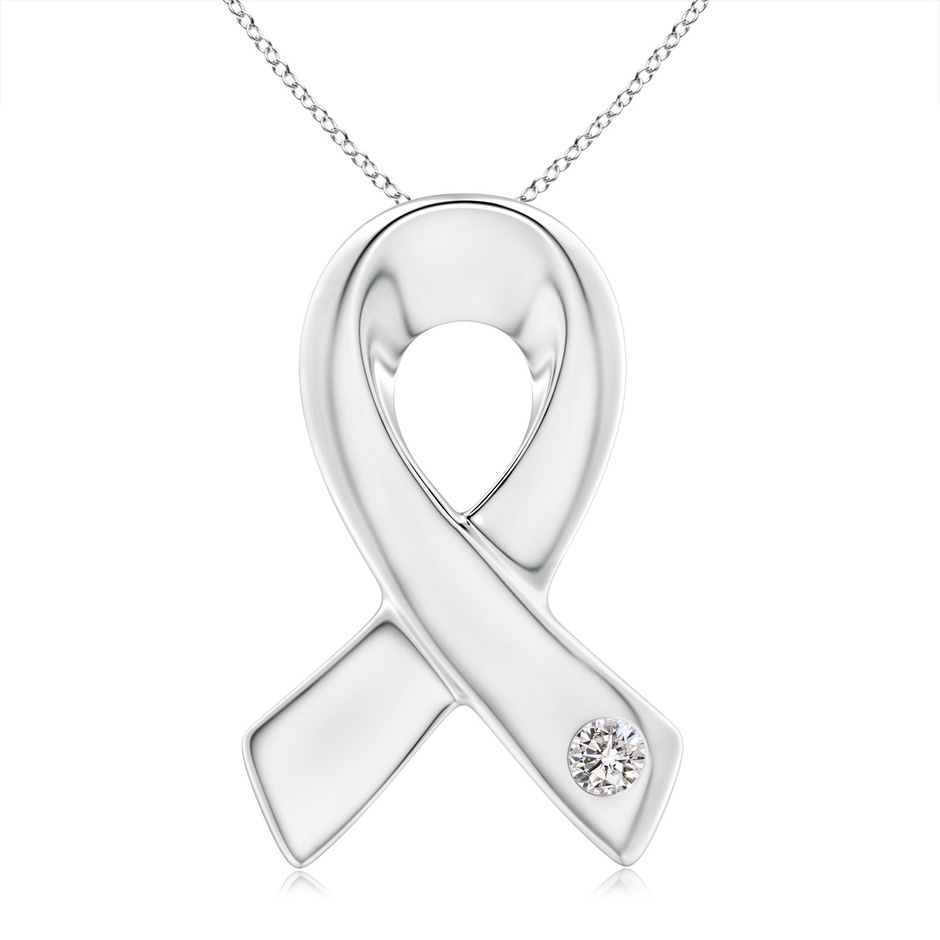 3.5mm IJI1I2 Gypsy-Set Round Diamond Ribbon Pendant in S999 Silver 