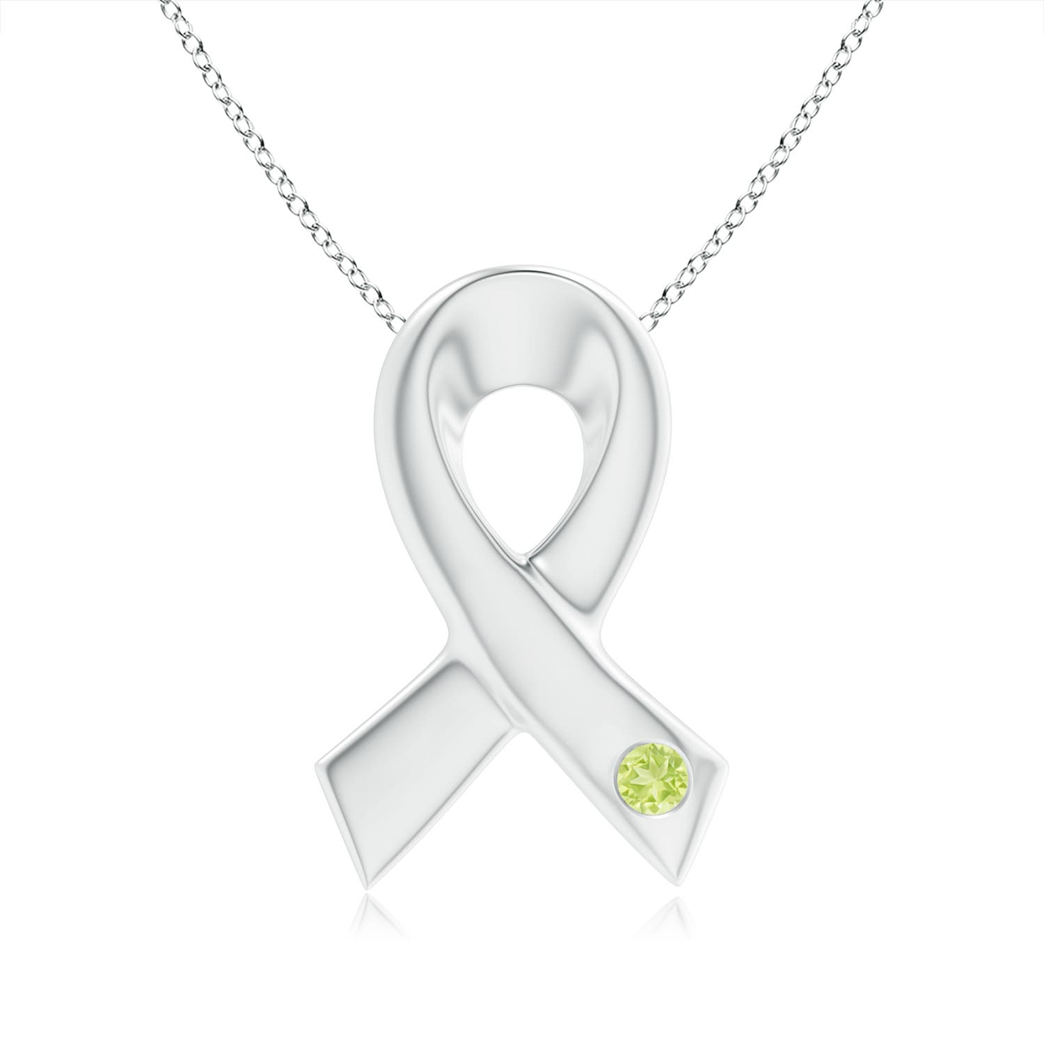 A - Peridot / 0.07 CT / 14 KT White Gold