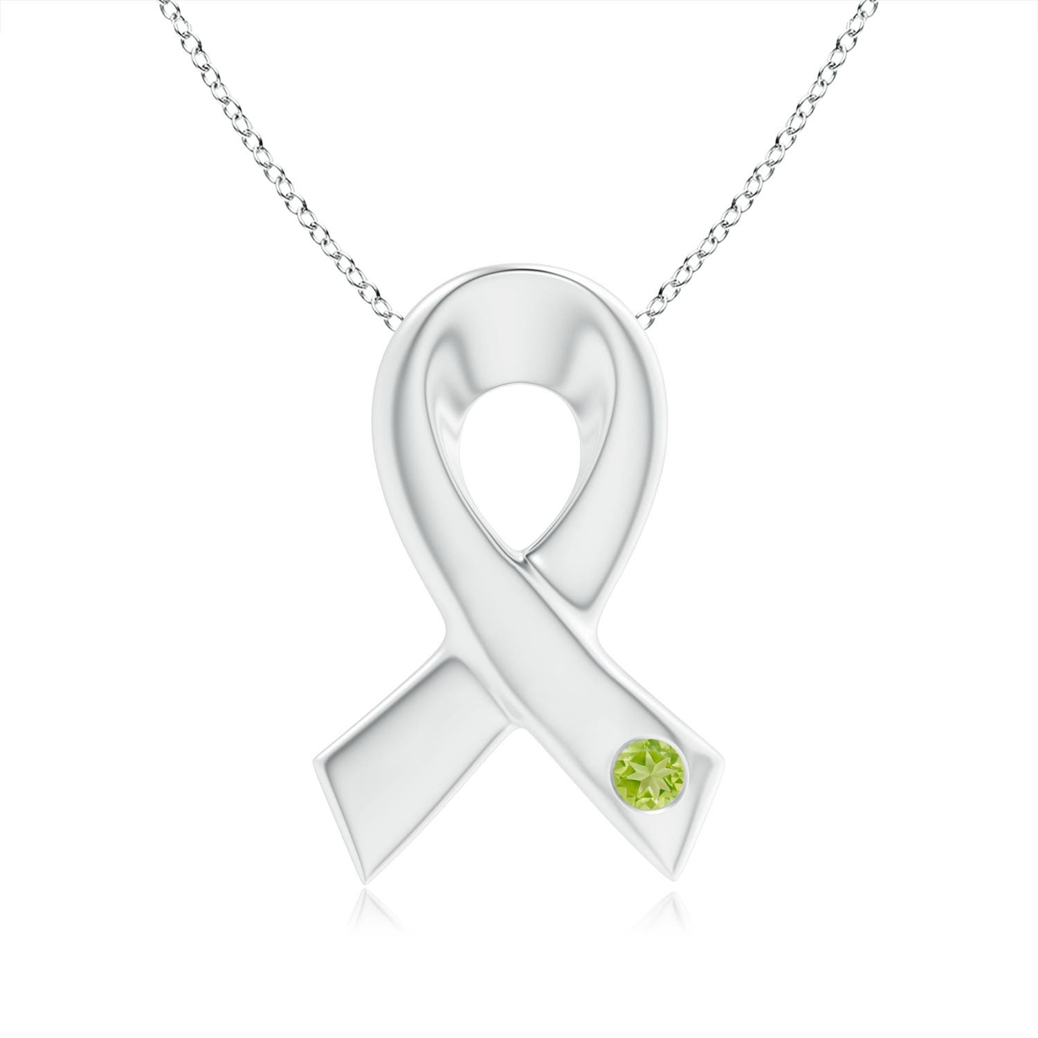 AA - Peridot / 0.07 CT / 14 KT White Gold