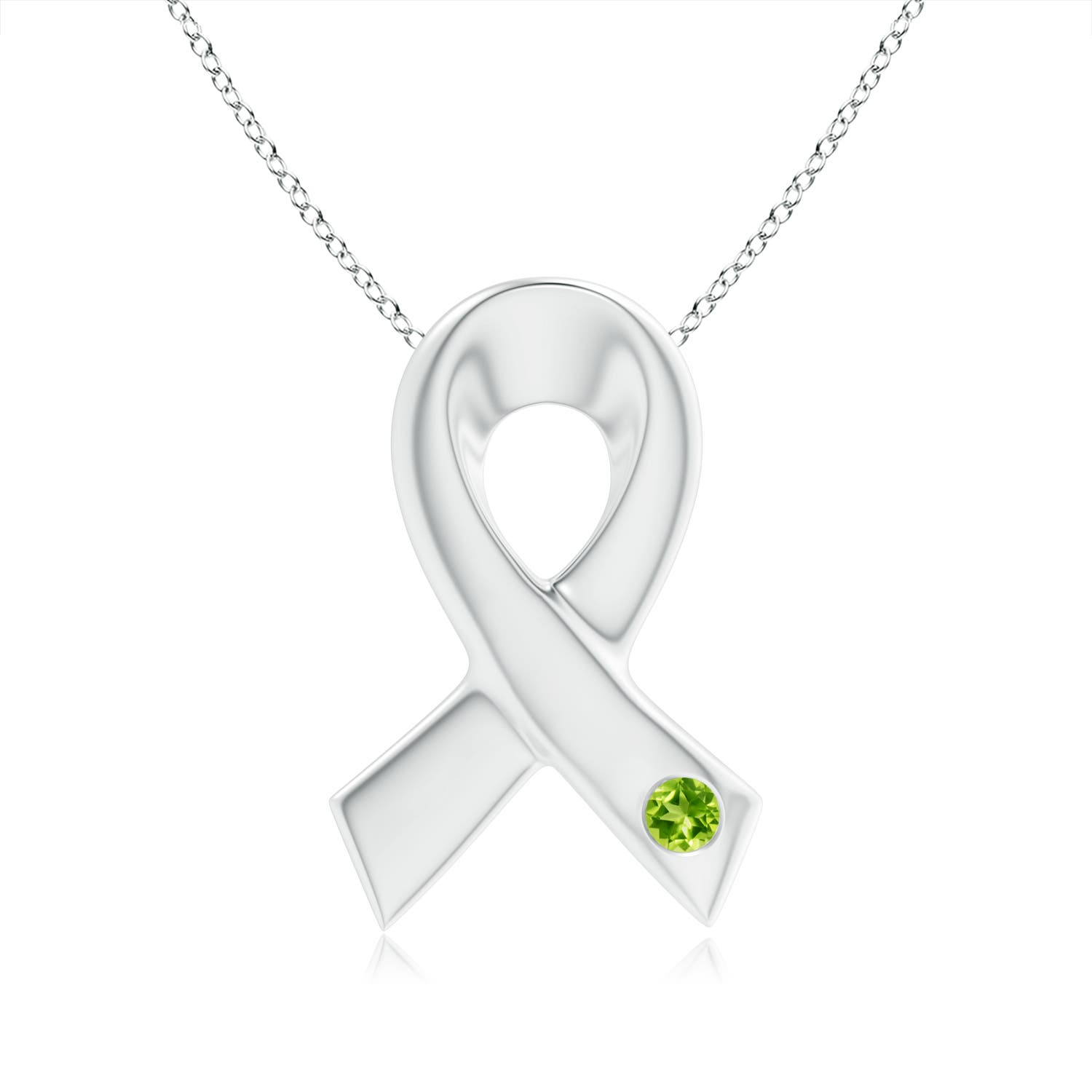 AAA - Peridot / 0.07 CT / 14 KT White Gold