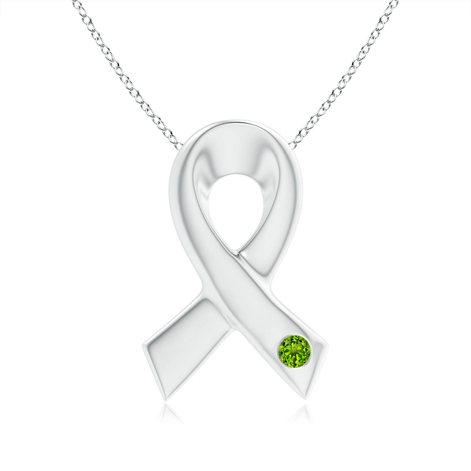 AAAA - Peridot / 0.07 CT / 14 KT White Gold