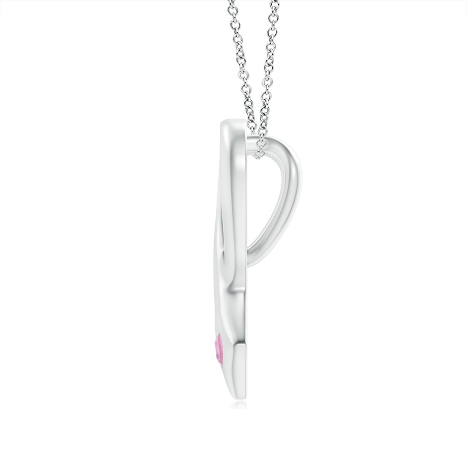 2.5mm A Gypsy-Set Round Pink Tourmaline Ribbon Pendant in S999 Silver side 199