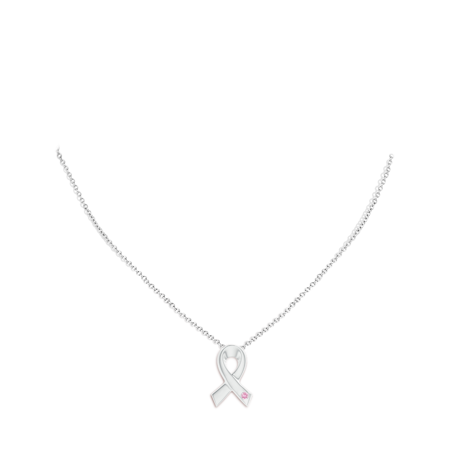 2.5mm A Gypsy-Set Round Pink Tourmaline Ribbon Pendant in S999 Silver pen
